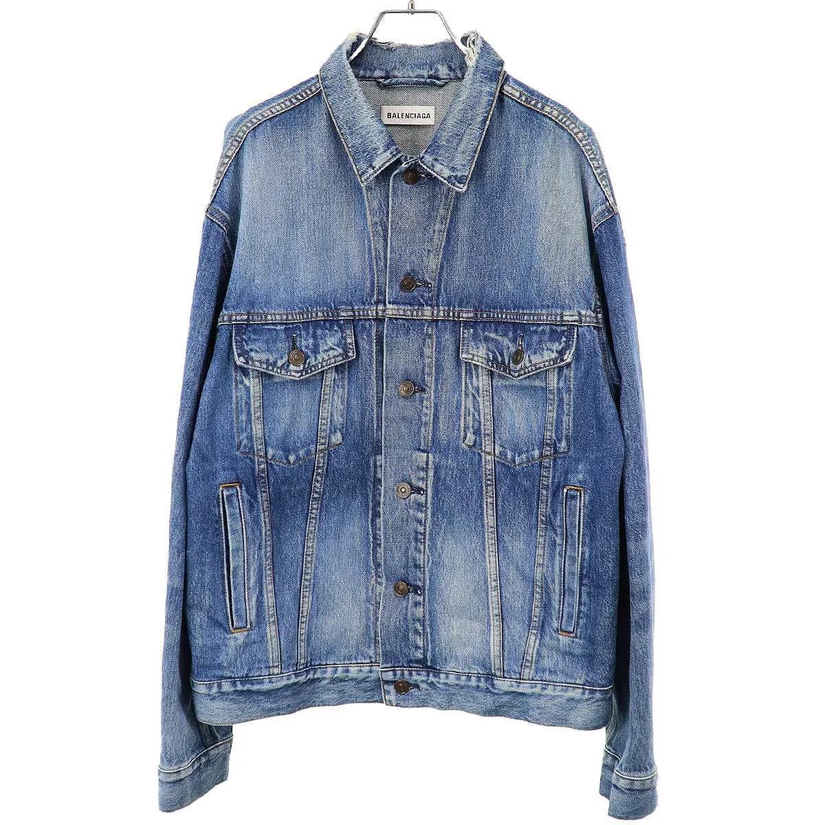 BALENCIAGA バレンシアガ バックロゴプリント オーバーサイズダメージデニムジャケット 529177 TBP46