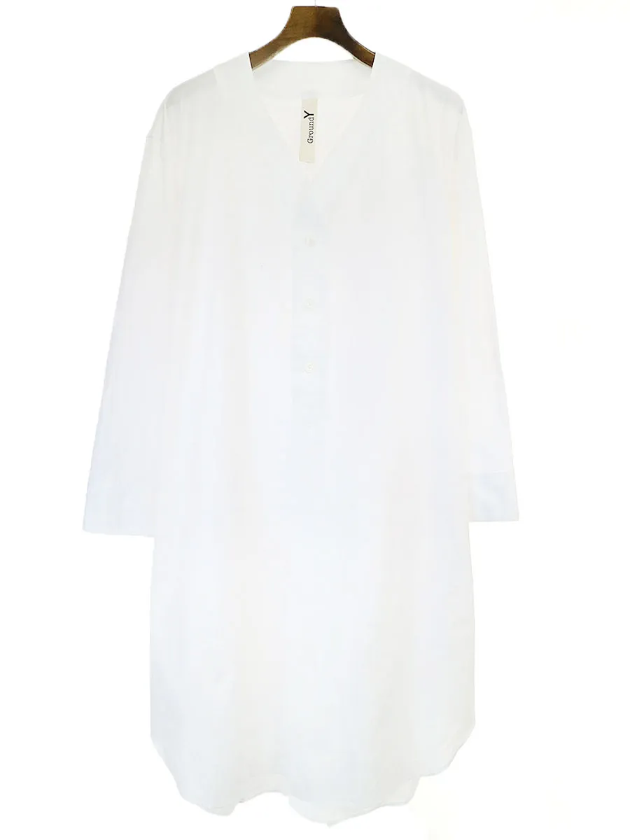 Yohji Yamamoto グラウンド ワイ 19SS コットンノーカラーロングシャツコート