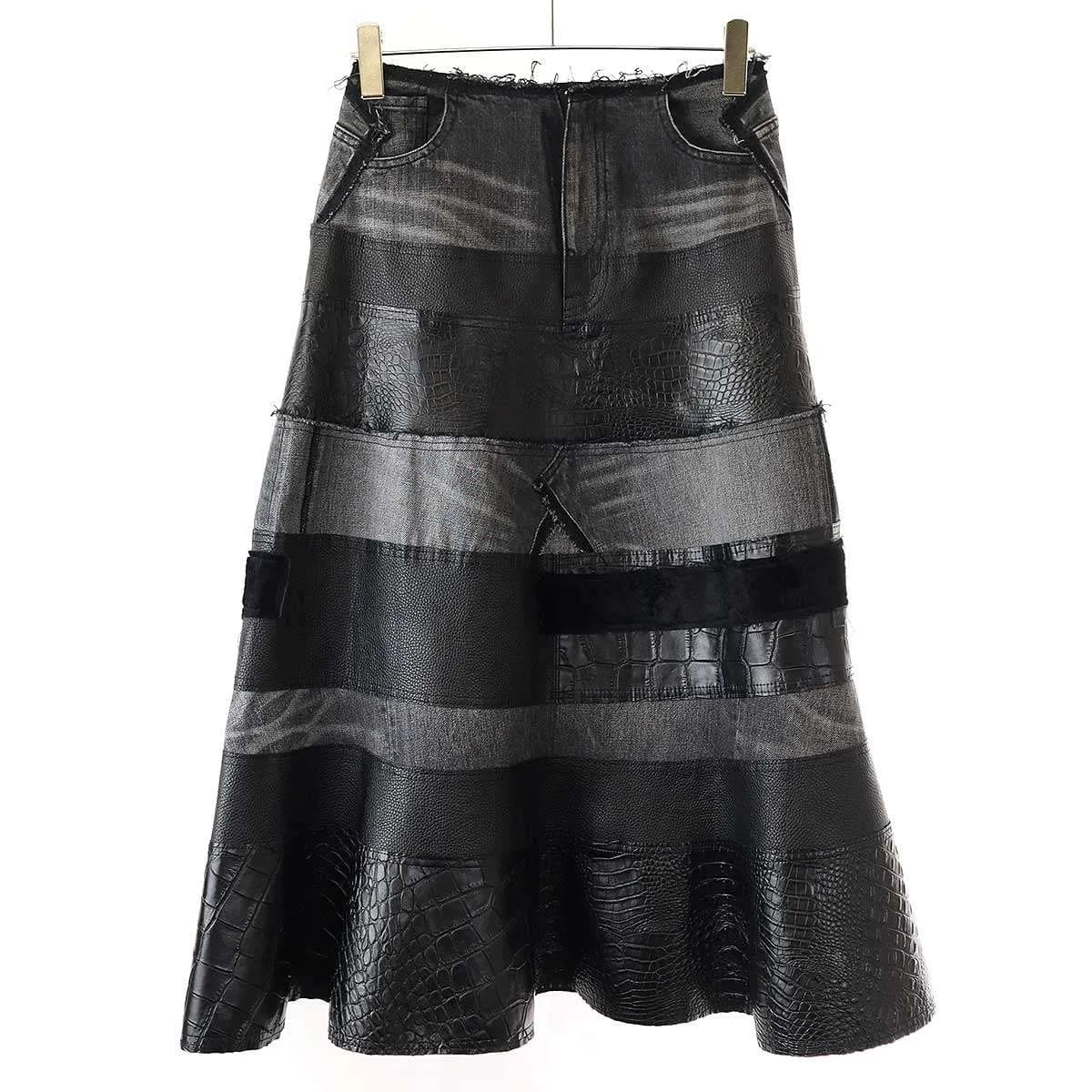 JUNYA WATANABE ジュンヤワタナベ 24AW マルチファブリックパッチワークデザイン スカート