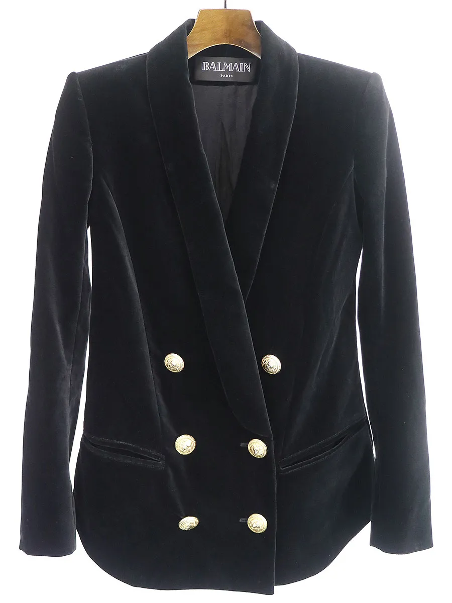 BALMAIN HOMME バルマン パリ 金釦パワーショルダーベロアジャケット