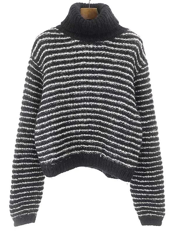 Acne Studios アクネストゥディオズ DISA 2TONE ボーダー柄タートルネックモヘヤナイロンニットセーター