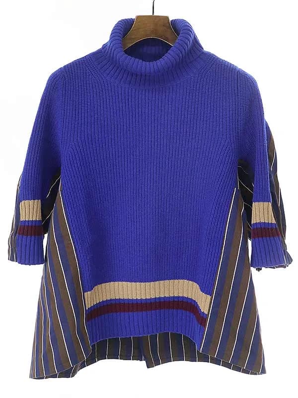 sacai サカイ 18AW ドッキングストライププルオーバーニットセーター