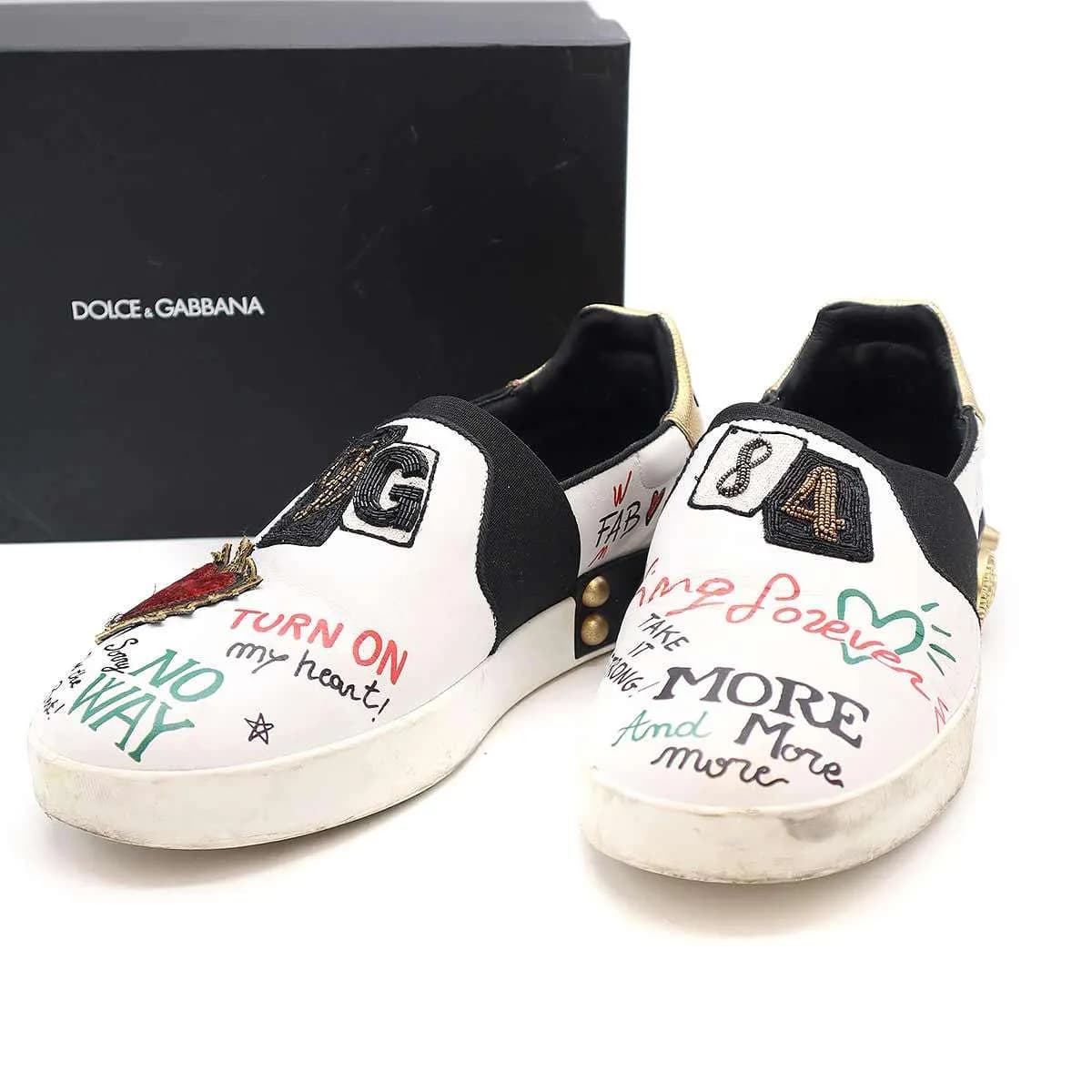 DOLCE&GABBANA ドルチェ&ガッバーナ Portofino グラフィックペイント スリッポンスニーカー
