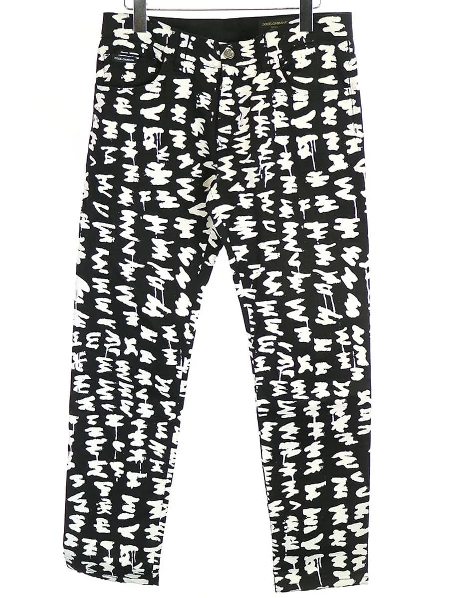 DOLCE&GABBANA ドルチェ&ガッバーナ 18SSペンキ加工総柄コットンパンツ