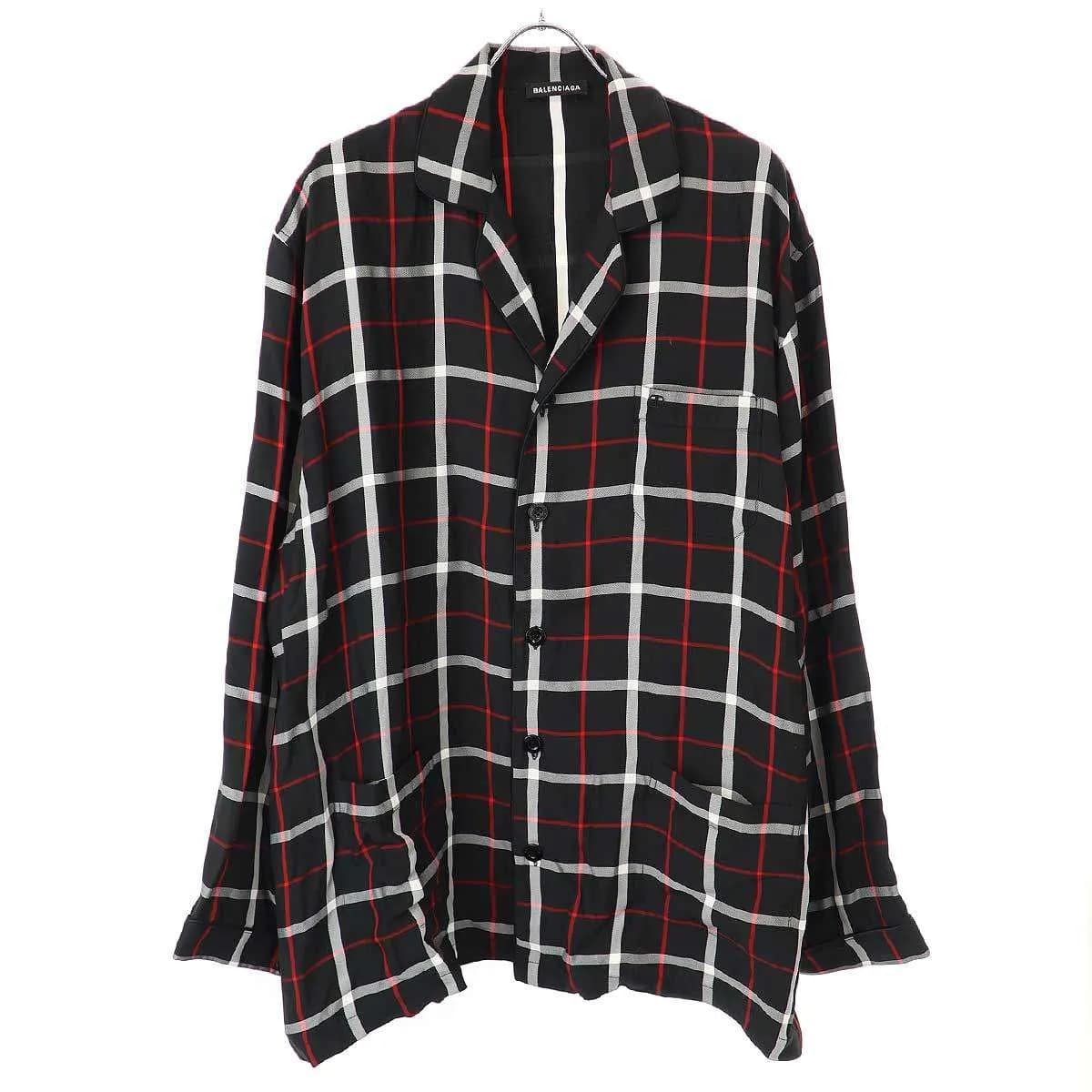 BALENCIAGA バレンシアガ 19SS チェック柄レーヨンパジャマシャツ