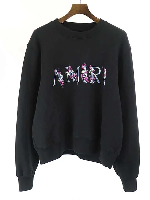 AMIRI アミリ FLORAL AMIRI CREW ロゴ刺繍クルーネックスウェット