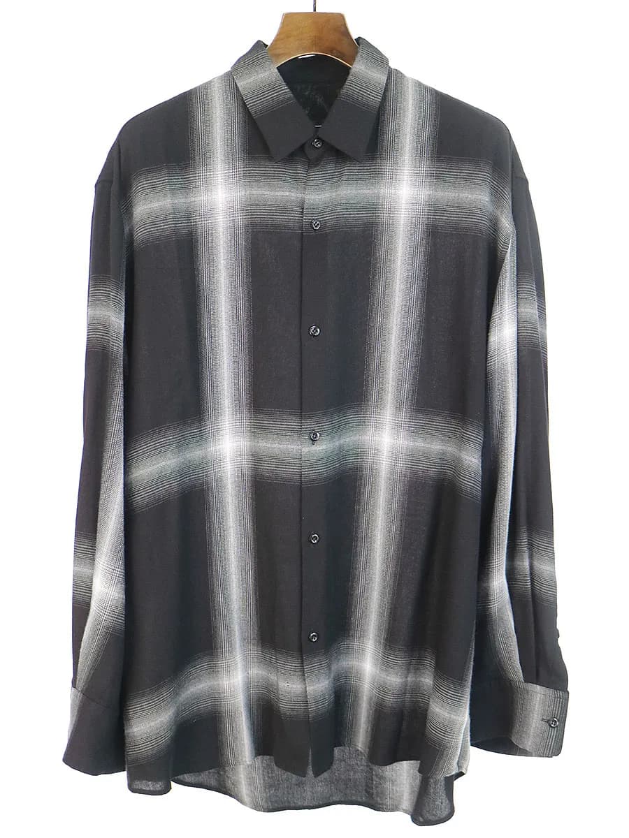LAD MUSICIAN ラッドミュージシャン 19AW BIG SHIRT チェック柄オーバーサイズレーヨンシャツ