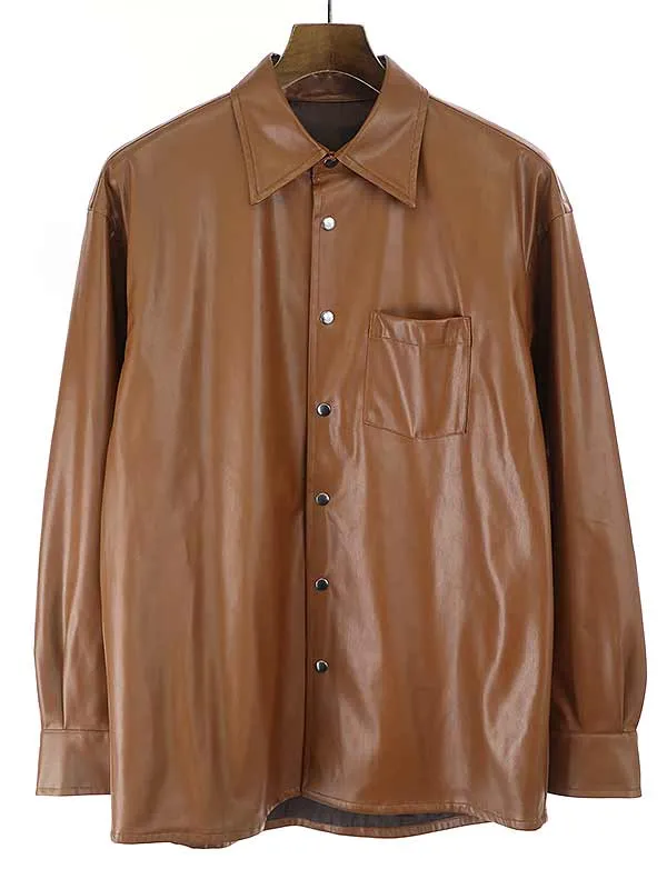 Allege アレッジ 21AW SYNTHETIC LEATHER SHIRT フェイクレザーシャツ