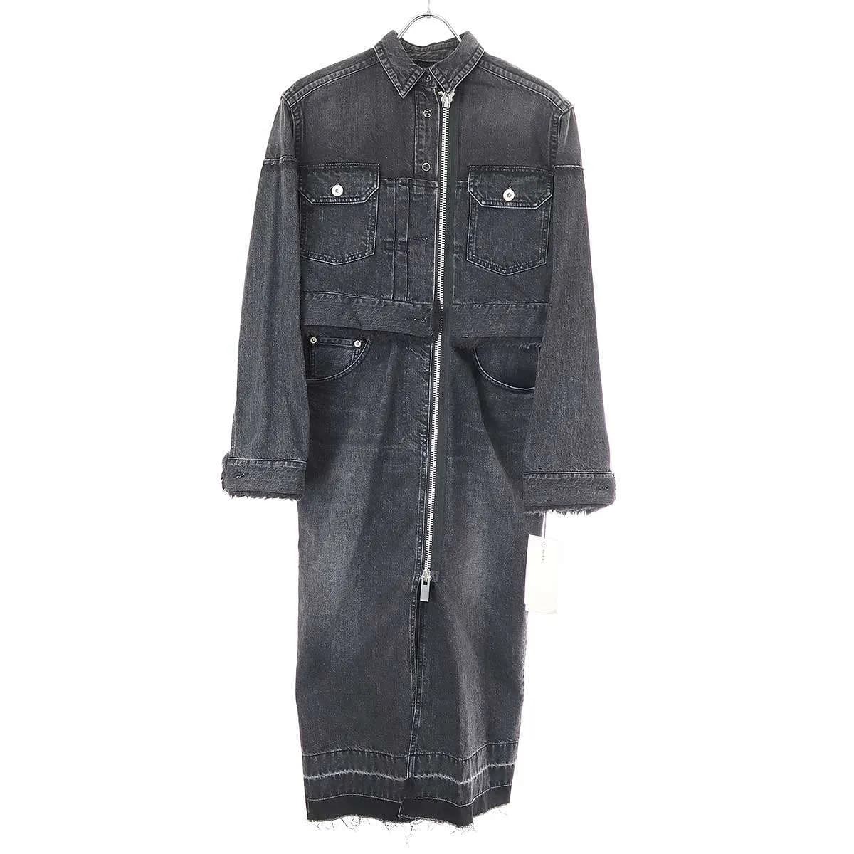 sacai サカイ 20AW ジップアップボアデニム ドレスワンピース