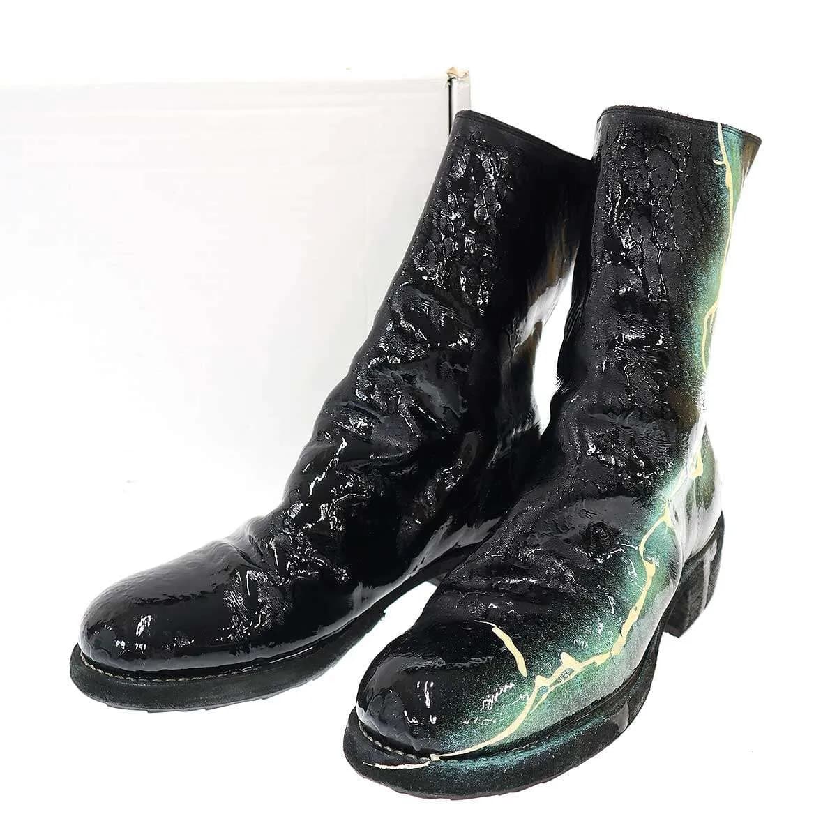 GUIDI グイディ HORSE FULL GRAIN ライトニングペンキペイントバックジップレザーブーツ