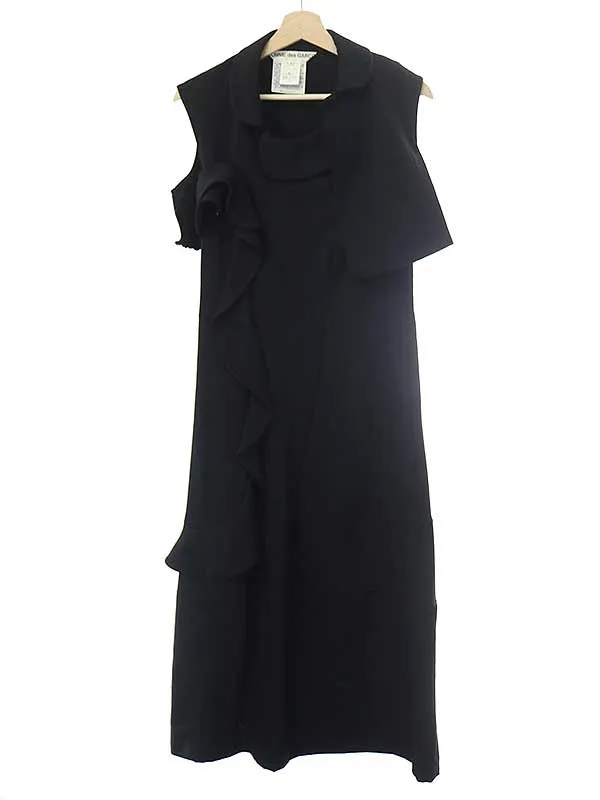 COMME des GARCONS コムデギャルソン 1995AW ウールギャバジン ノースリーブフリルドレスワンピース