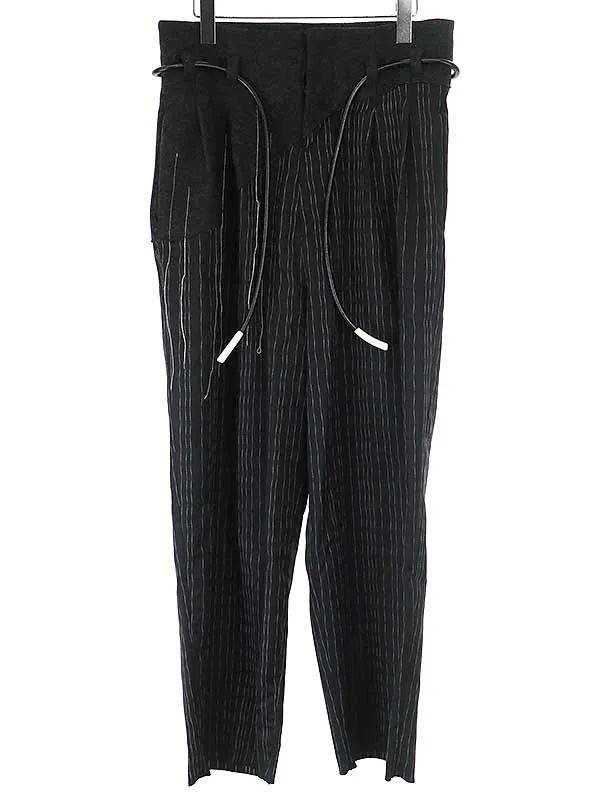 amachi. アマチ 20AW Wood Stripe Baggy レザーコードストライプバギーパンツ