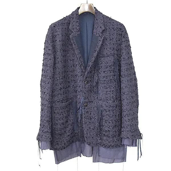 Midorikawa ミドリカワ 18AW LOOK2 LINTON ファンシーツイードカットオフレイヤードオーバージャケット