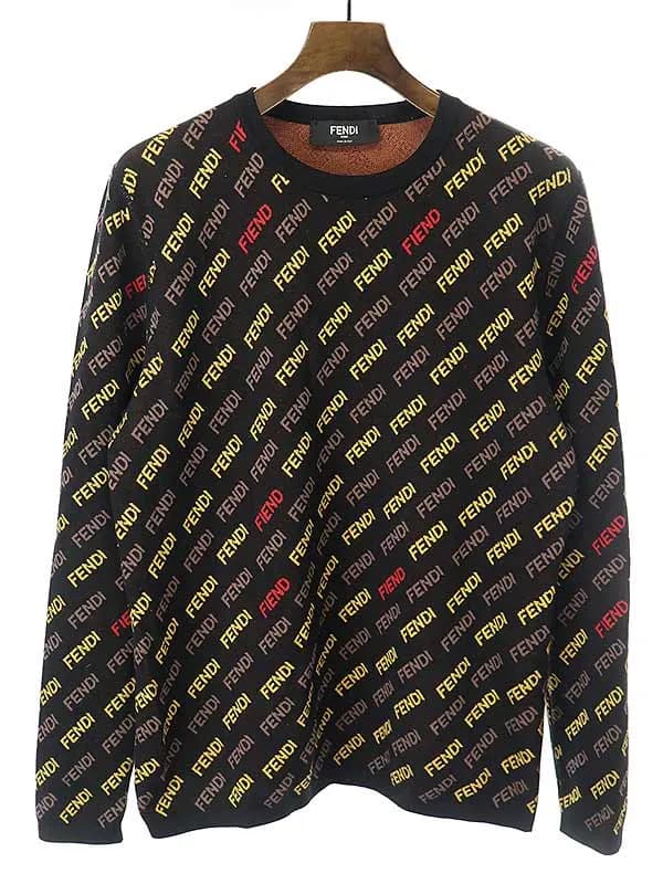 FENDI フェンディ ロゴ総柄クルーネックニットセーター