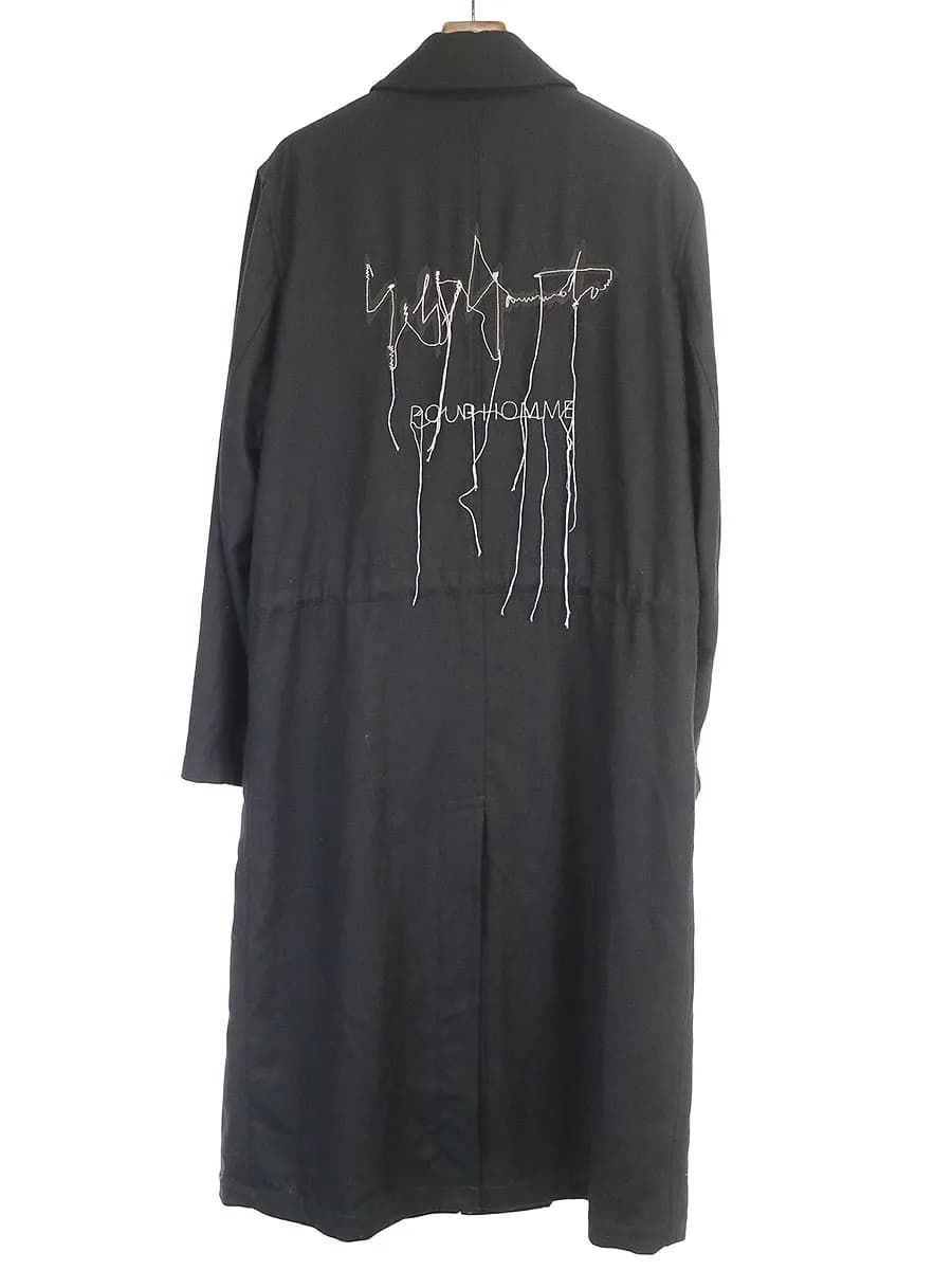 Yohji Yamamoto ヨウジヤマモト プール オム 19AW ロゴ刺繍ウールコート