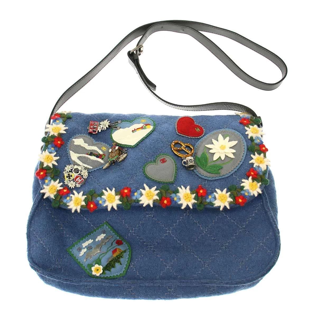 CHANEL シャネル 2015 Pre-Fall Felt with Embroideries Shoulder Bag フェルトデザインショルダーバッグ