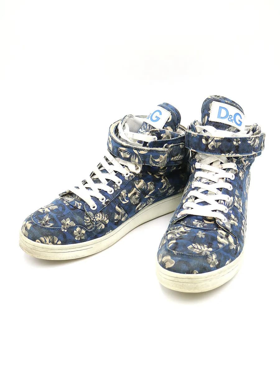 DOLCE&GABBANA ドルチェ&ガッバーナ ボタニカルプリントキャンバスハイカットスニーカー