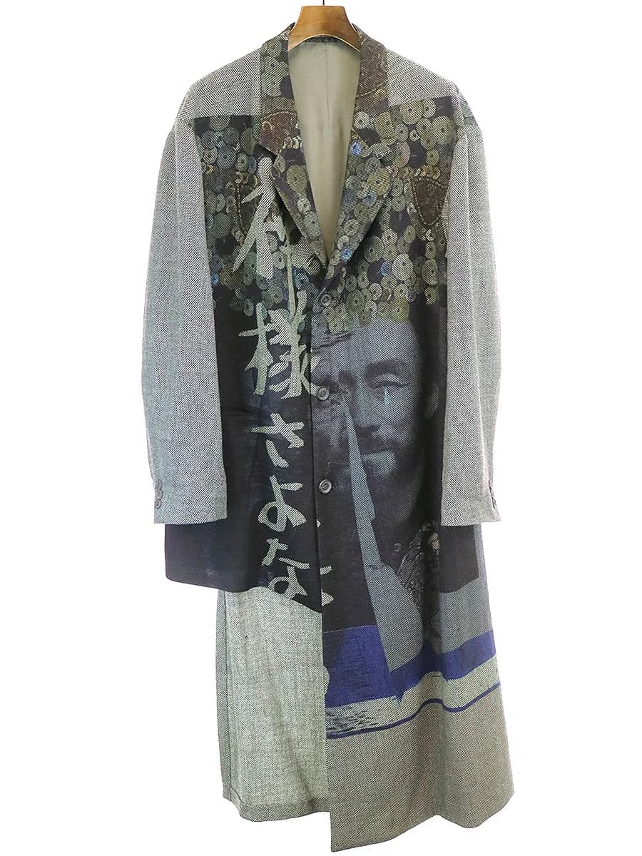 Yohji Yamamoto ヨウジヤマモト プール オム 18AW LOOK26 "神様さよなら"プリントバーズアイロングジャケット