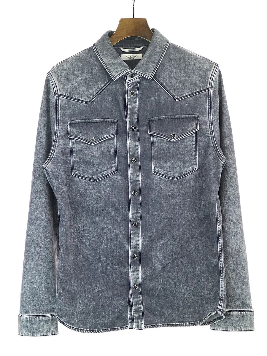 VALENTINO ヴァレンティノ 18SS ウォッシュデニムウエスタンシャツ