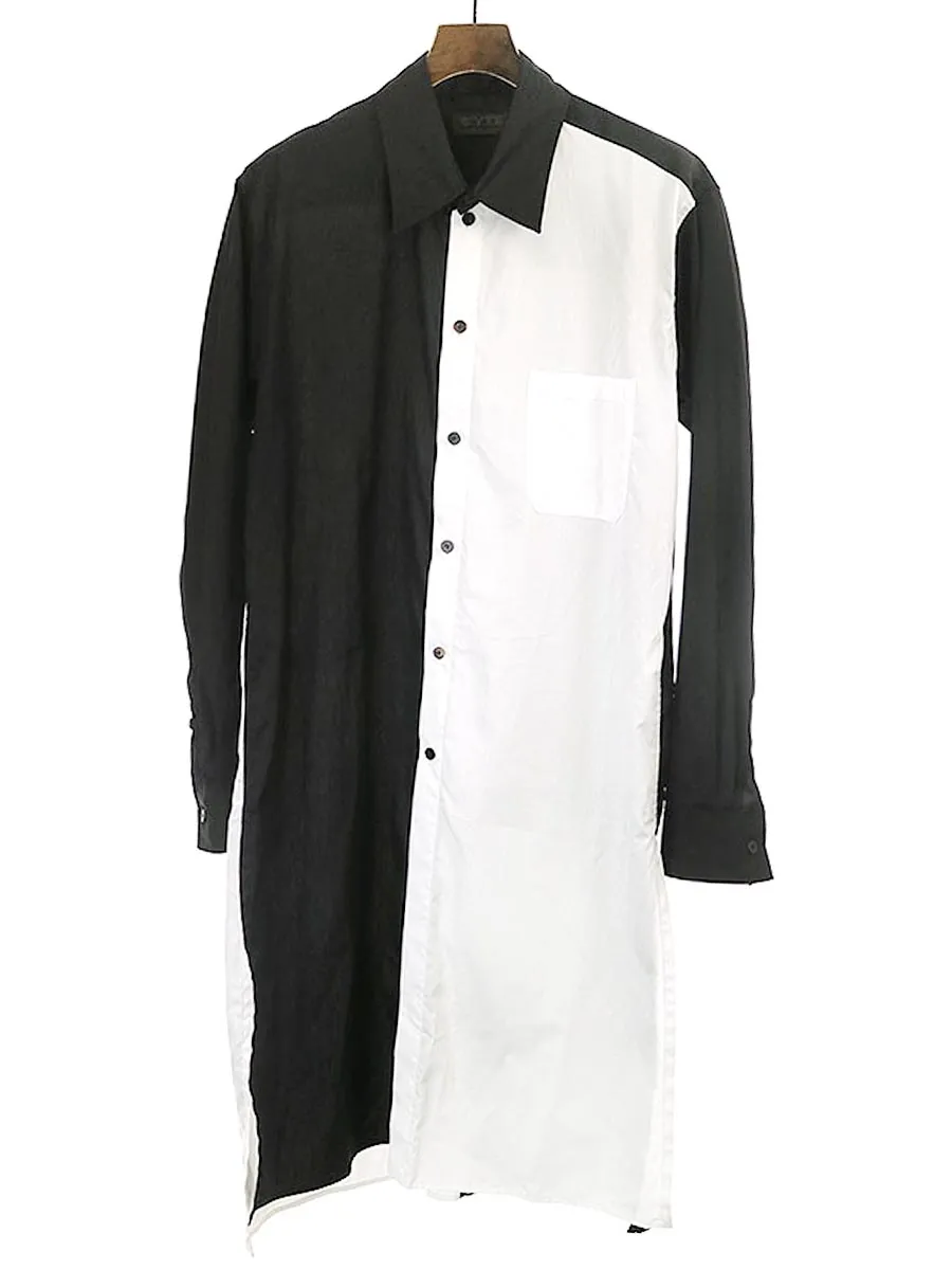 Yohji Yamamoto サイト 19AW ツートーンパネルロングシャツ