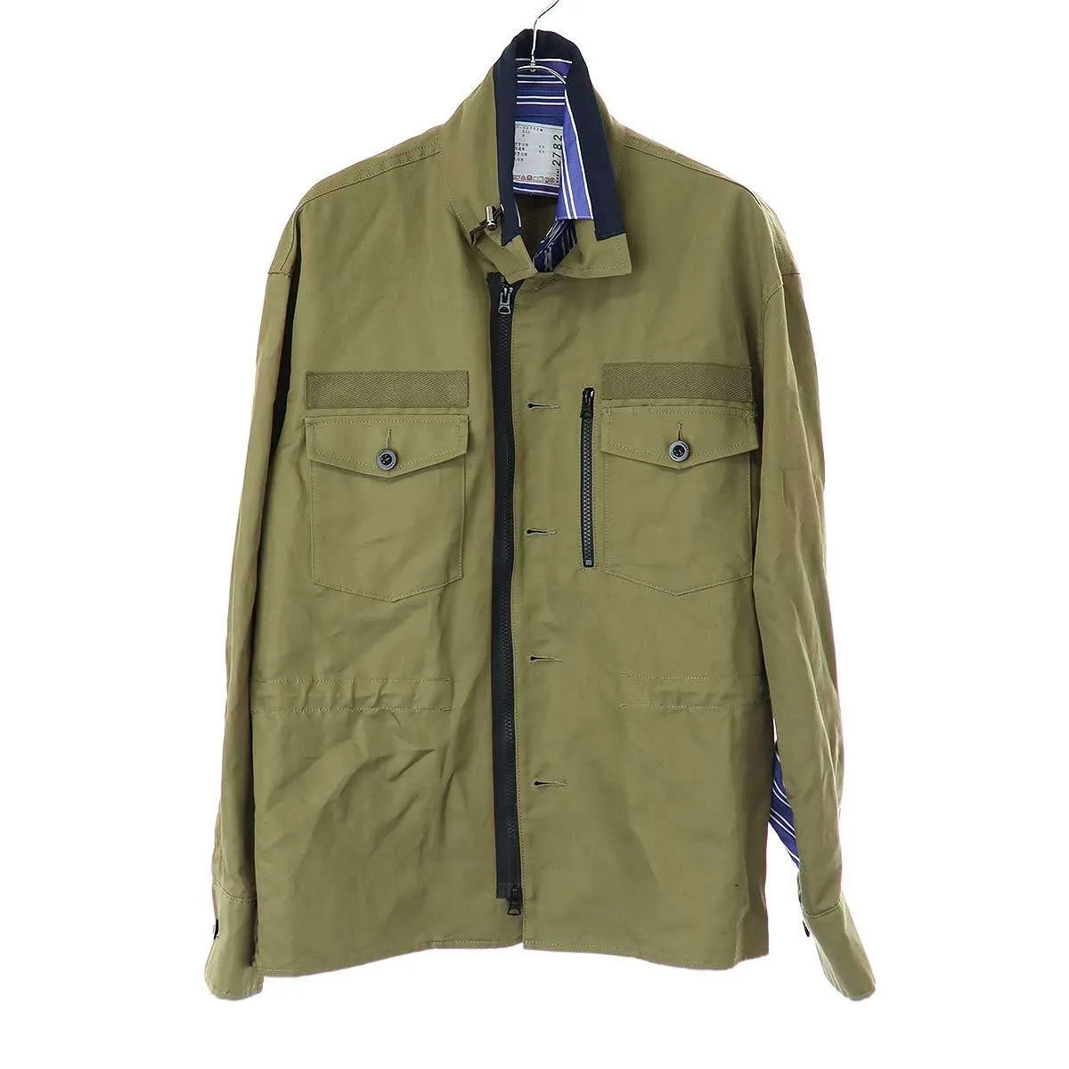 sacai サカイ 22SS cotton linen chino シャツドッキングジップアップジャケット