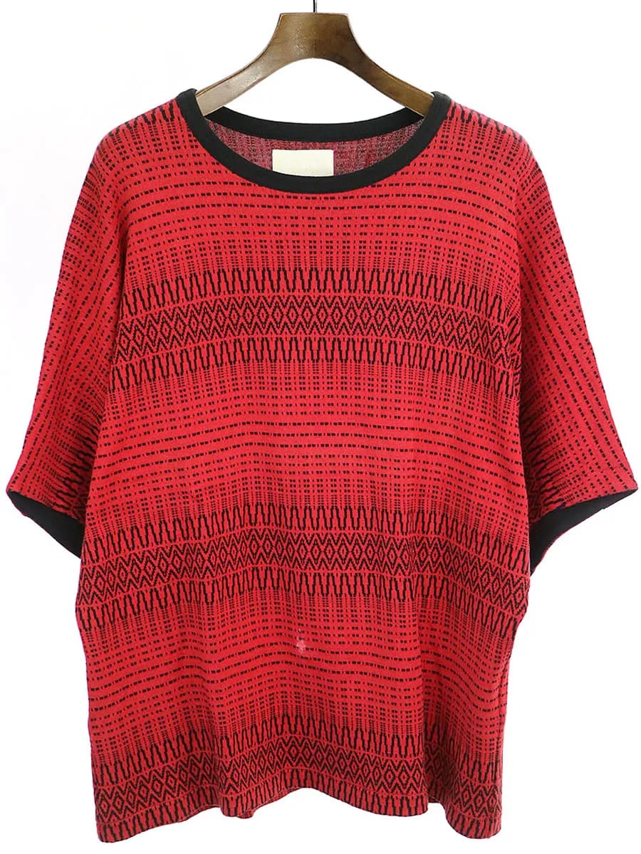 NEON SIGN ネオンサイン 16AW BAGGY T-SHIRT ETHNIC 総柄ニットTシャツ