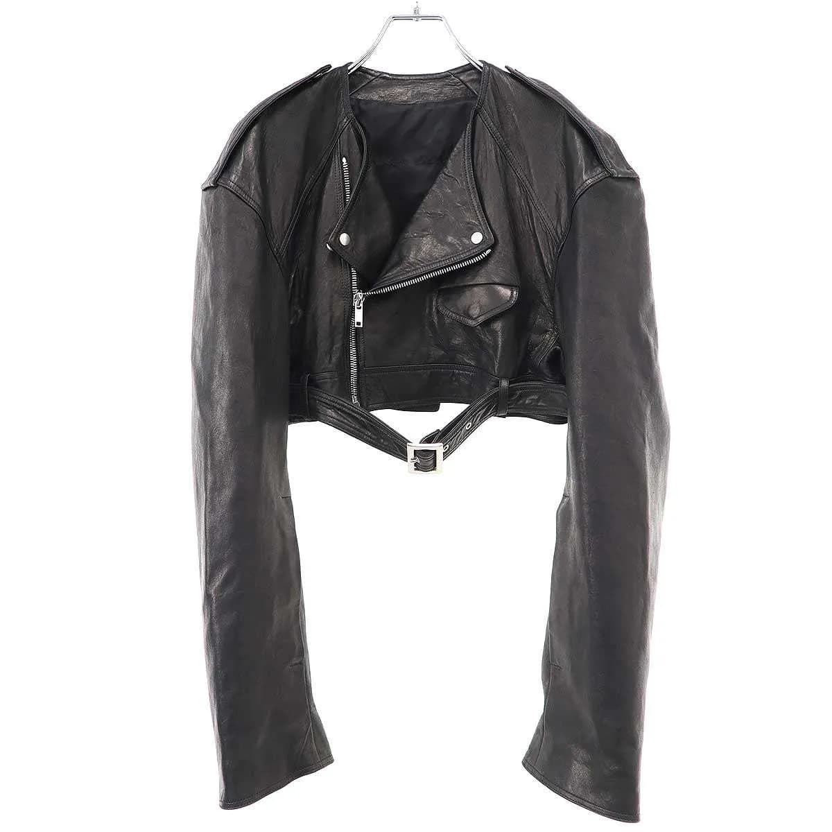 Rick Owens リックオウエンス 24AW Micro Biker Jacket マイクロ クロップドバイカーレザージャケット RP02D3705-LNV