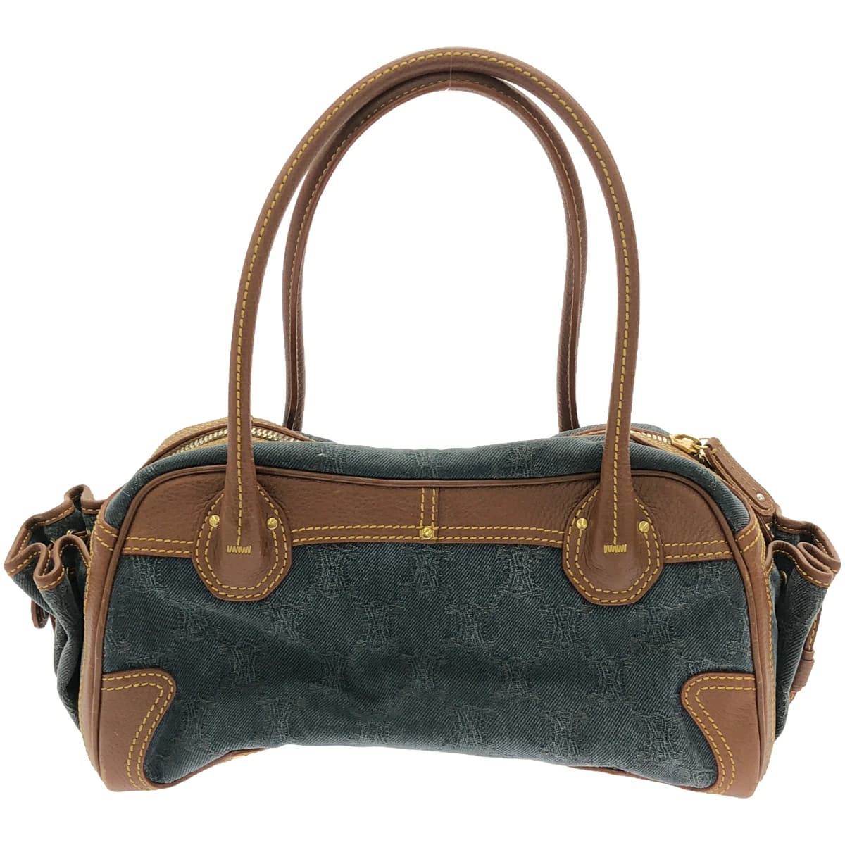 CELINE セリーヌ オールドマカダムレザーキャンバスコンビハンドバッグ