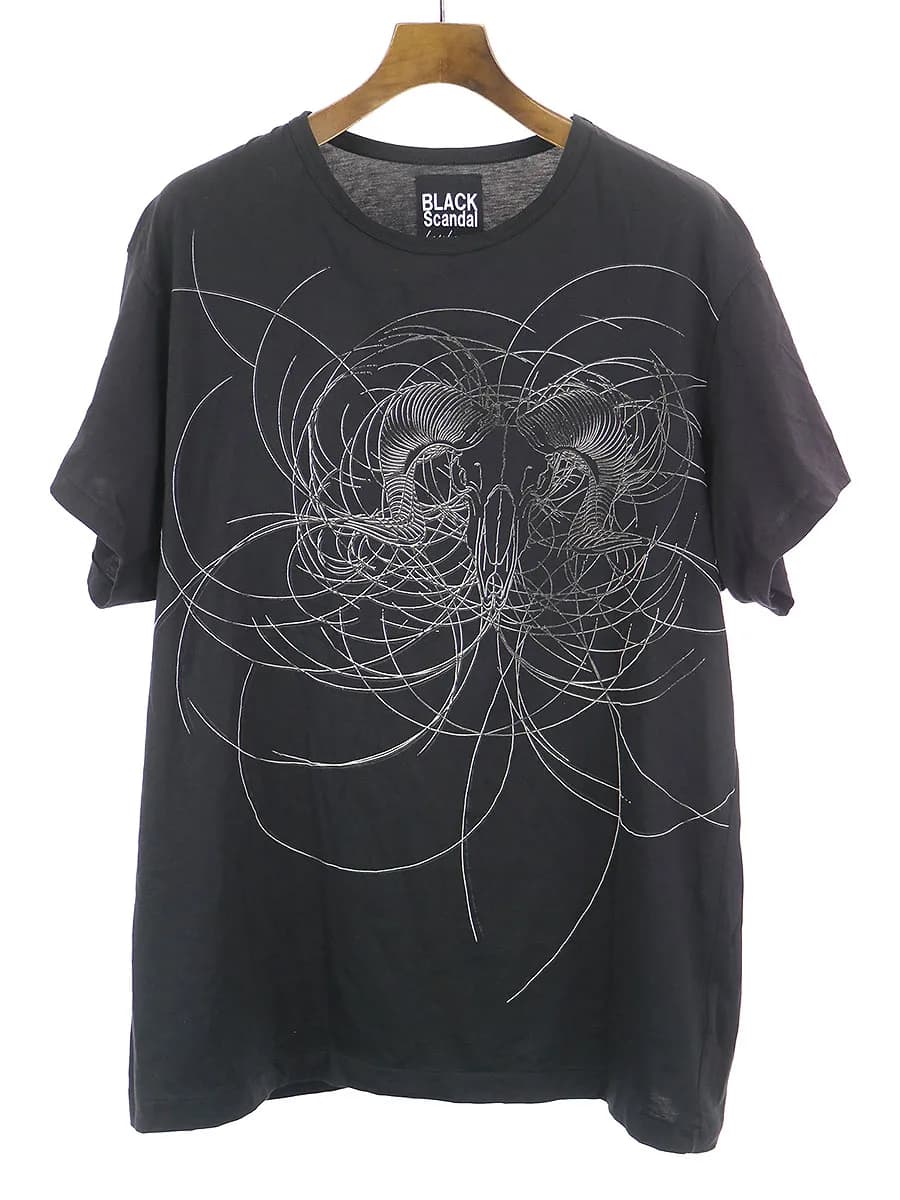 Yohji Yamamoto ブラックスキャンダル ヨウジヤマモト 19AW バッファロープリントラウンドネックTシャツ