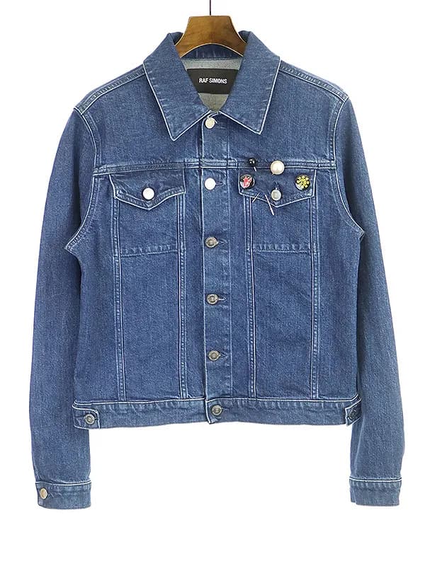 RAF SIMONS ラフシモンズ 20SS DENIM SLIM FIT JACKET ピンバッチ付きスリムフィットデニムジャケット