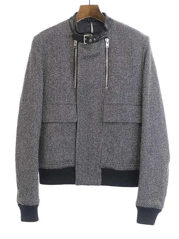 Dior HOMME ディオールオム 07AW レザー切替ウールジップアップブルゾン