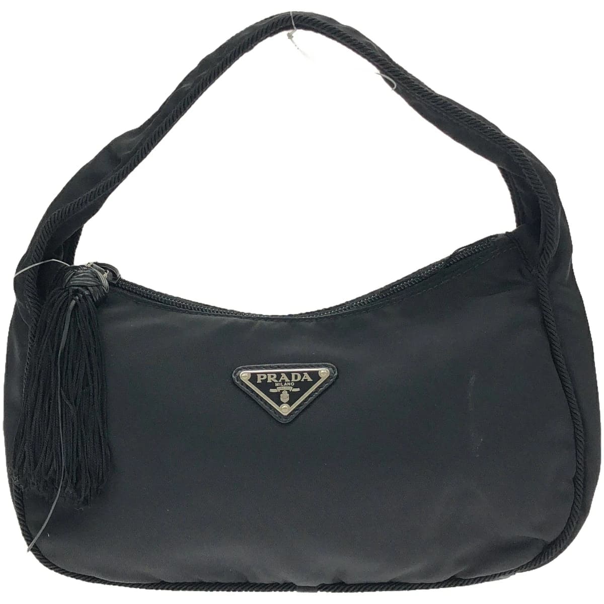 PRADA プラダ プレート付きナイロンタッセルハンドバッグ