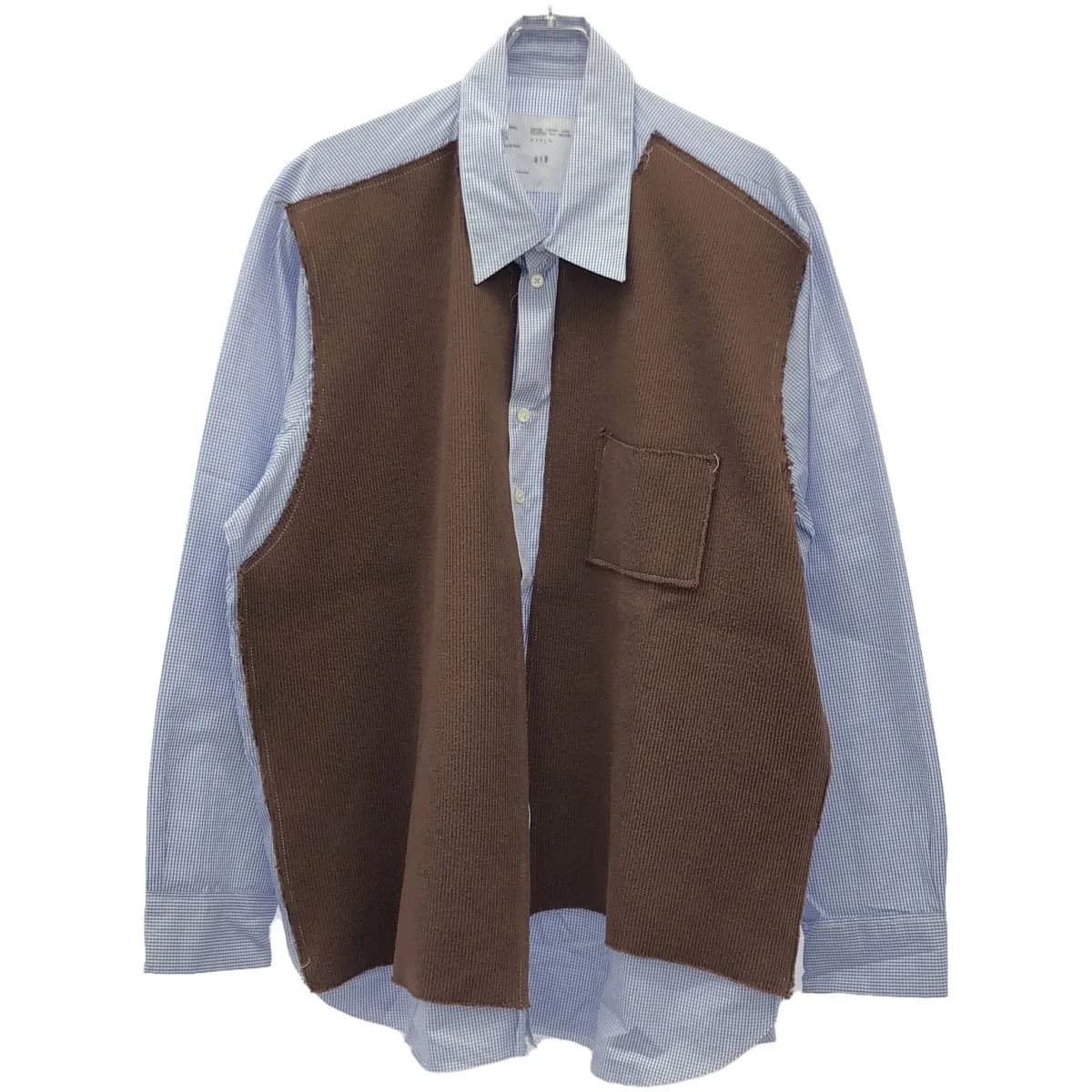 CAMIEL FORTGENS カミエルフォートヘンス 22SS RESEARCH SPENCER SHIRT ニットドッキングチェックシャツ
