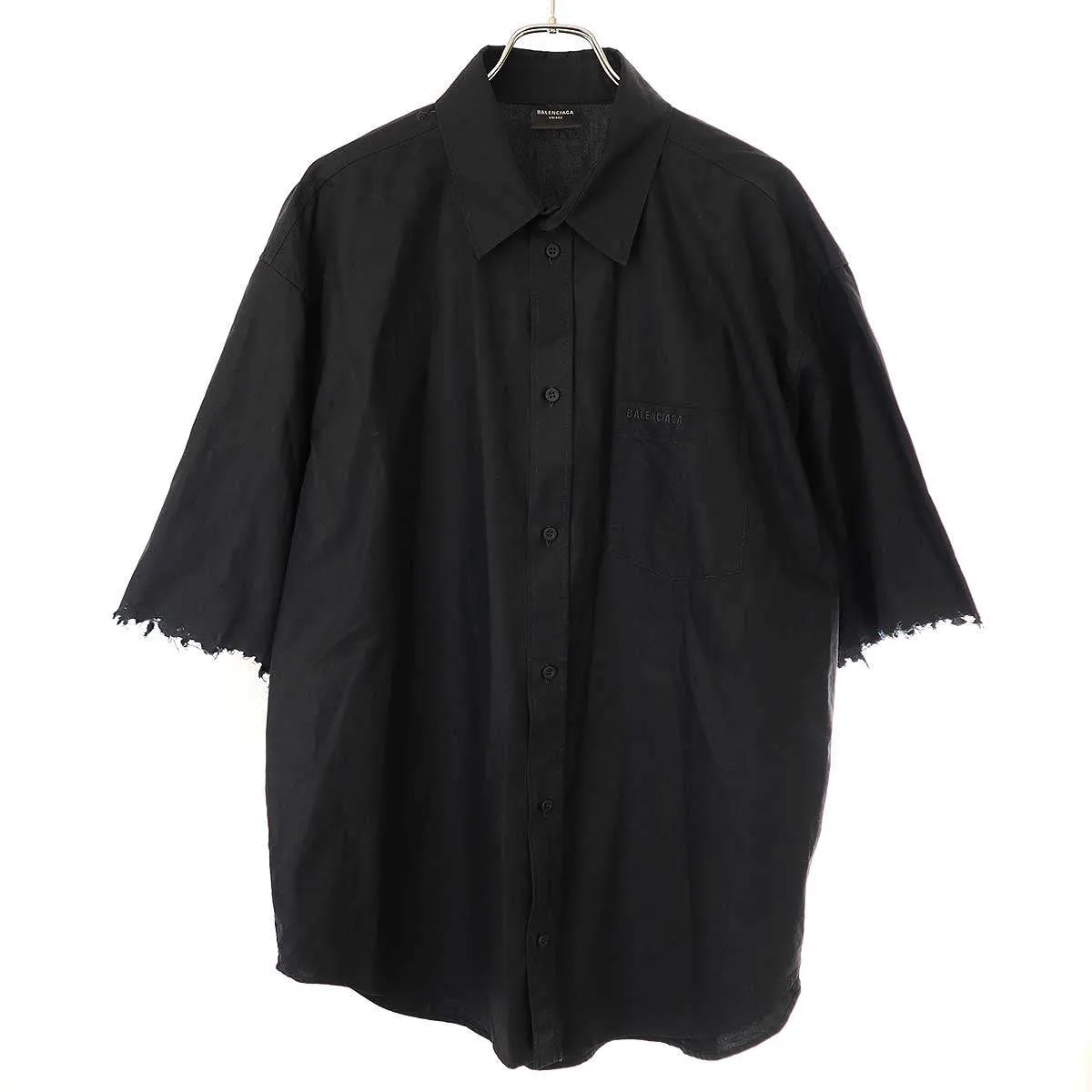BALENCIAGA バレンシアガ 24AW S/S Large Fit Shirt ダメージショートスリーブシャツ