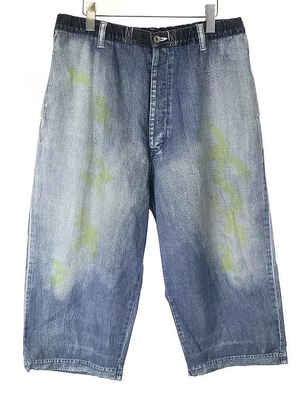 Yohji Yamamoto ヨウジヤマモトプールオム 12AW SPOTTED HORSE ペンキ加工ワイドデニムイージーパンツ