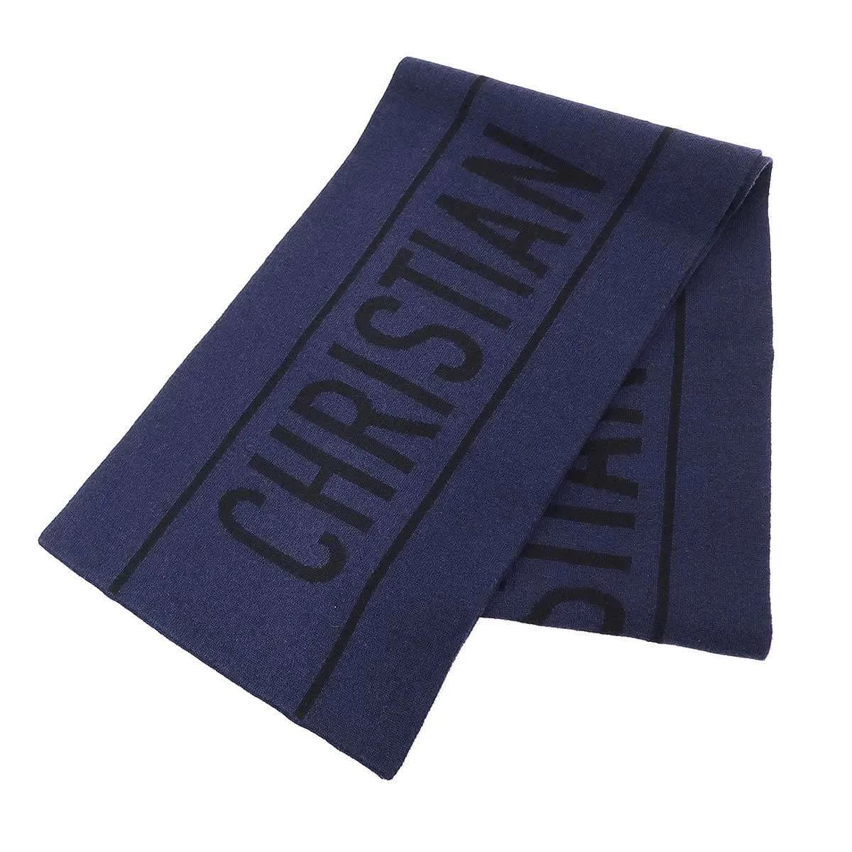 Christian Dior クリスチャンディオール ウールカシミヤロゴニットマフラー 01DSI354I103