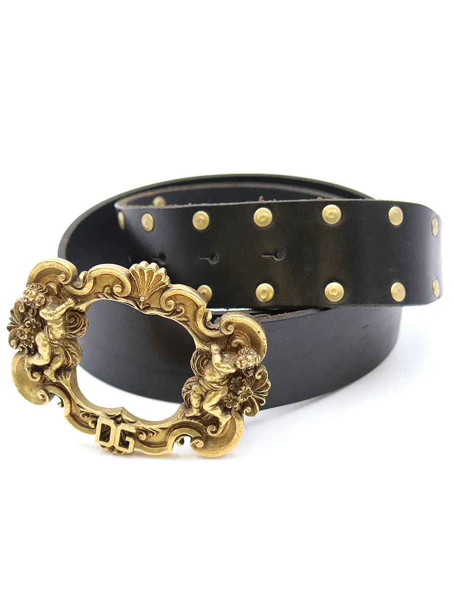 DOLCE&GABBANA ドルチェ&ガッバーナ 06AW バロックエンジェルスタッズレザーベルト