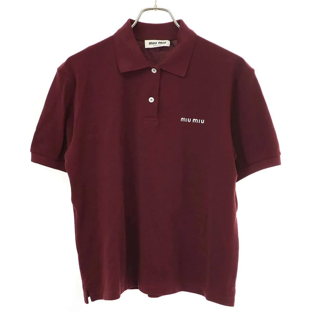 miu miu ミュウミュウ Cotton Pique MIU Logo Polo Shirt コットンピケ ポロシャツ MJN535 14RW