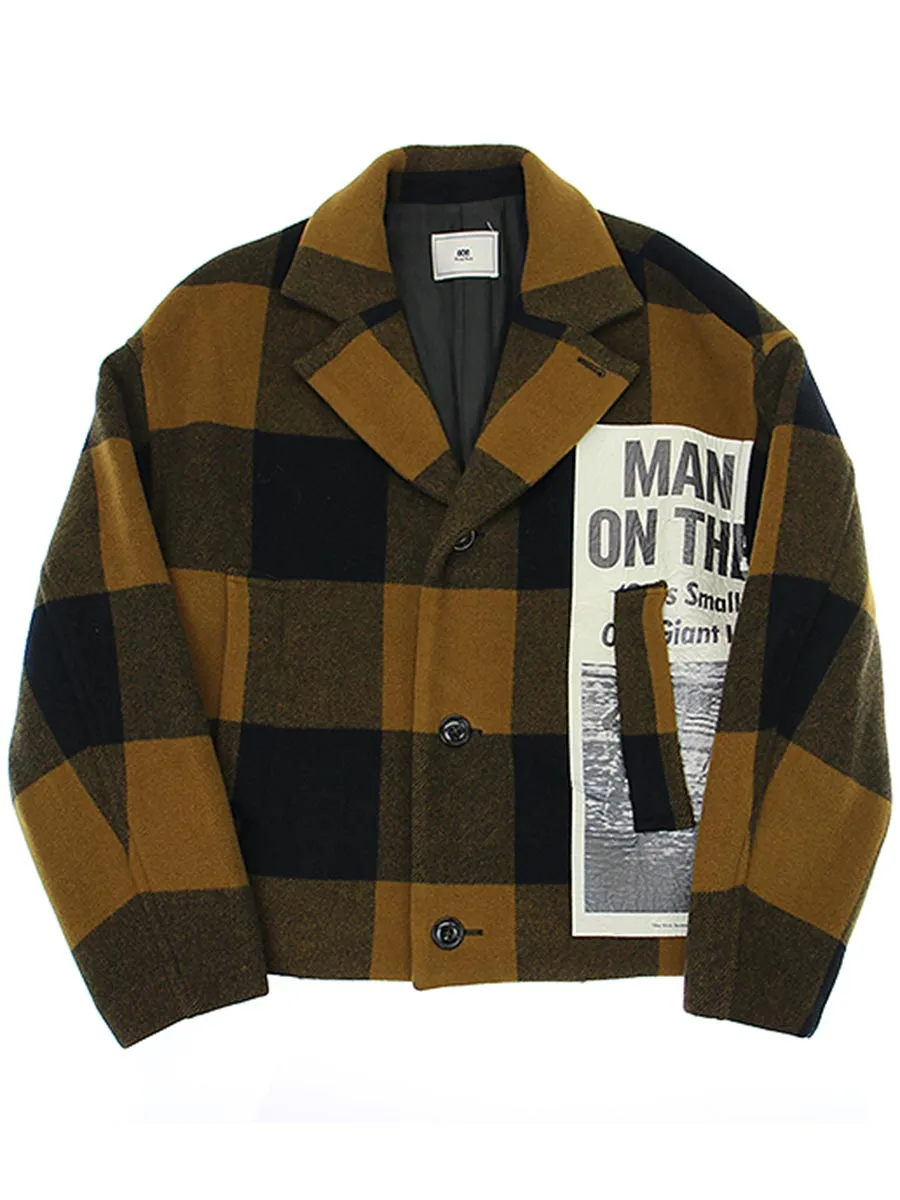 soe ソーイ 17AW チェック柄ウールオーバーサイズショートジャケット