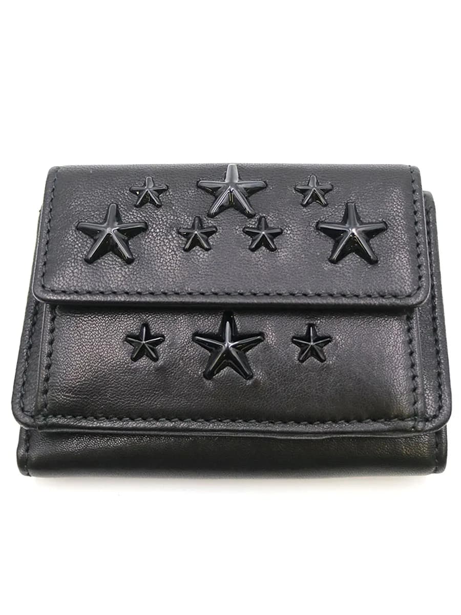 JIMMY CHOO ジミー チュウ スタースタッズ三つ折りコンパクトレザーウォレット