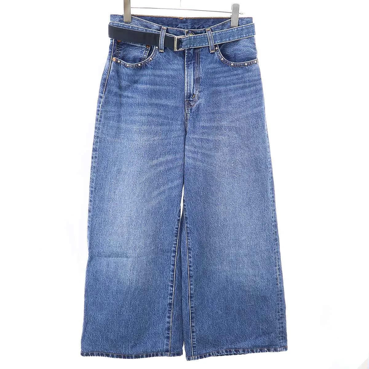 sacai サカイ リーバイス 25SS Denim Pants ベルテッドバギー スタッズデニムパンツ