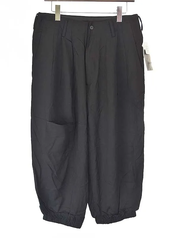 Yohji Yamamoto ヨウジヤマモト プール オム 17SS レーヨンギャバジンタックリブパンツ