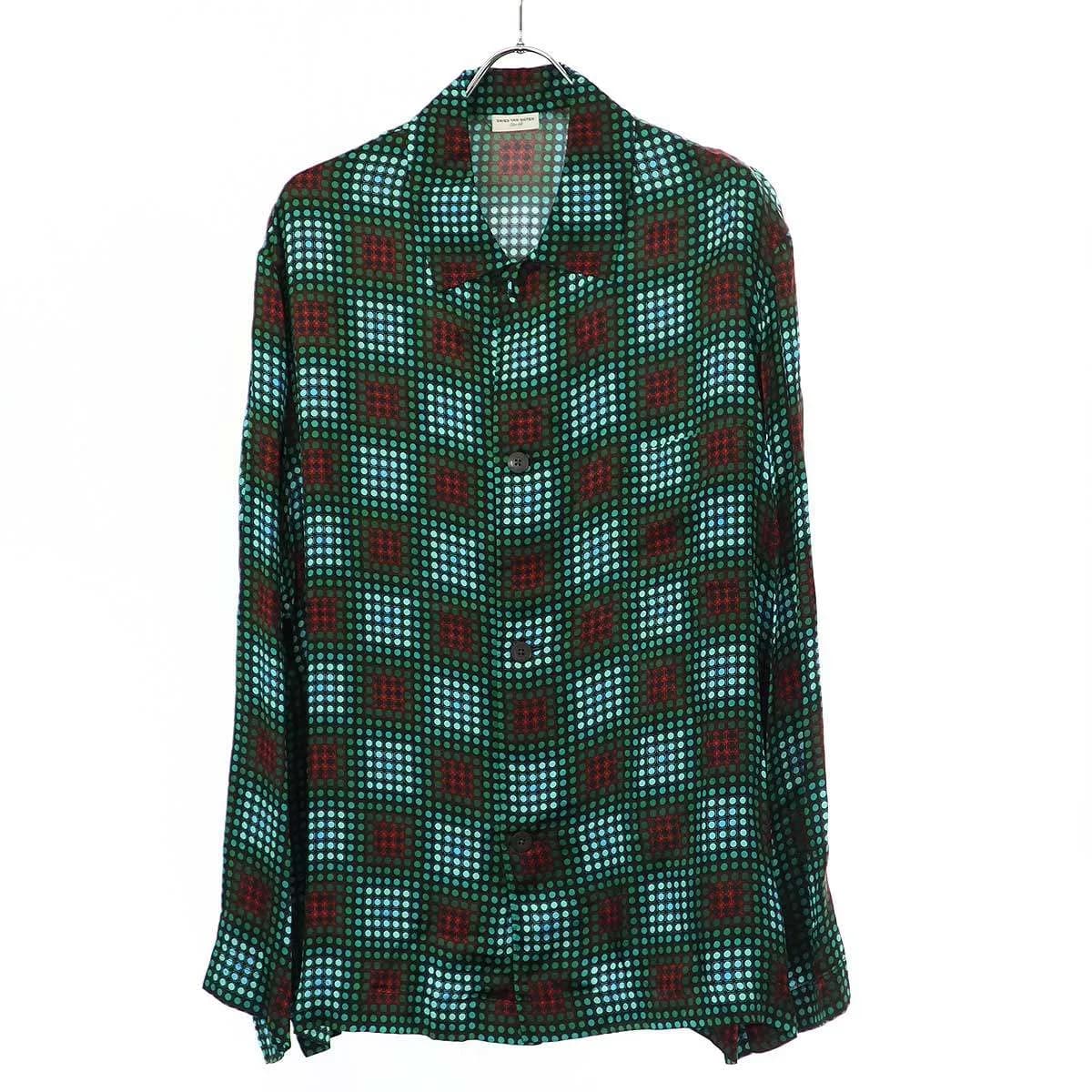 DRIES VAN NOTEN ドリスヴァンノッテン 19SS ドットデザインオープンカラーレーヨンシャツ