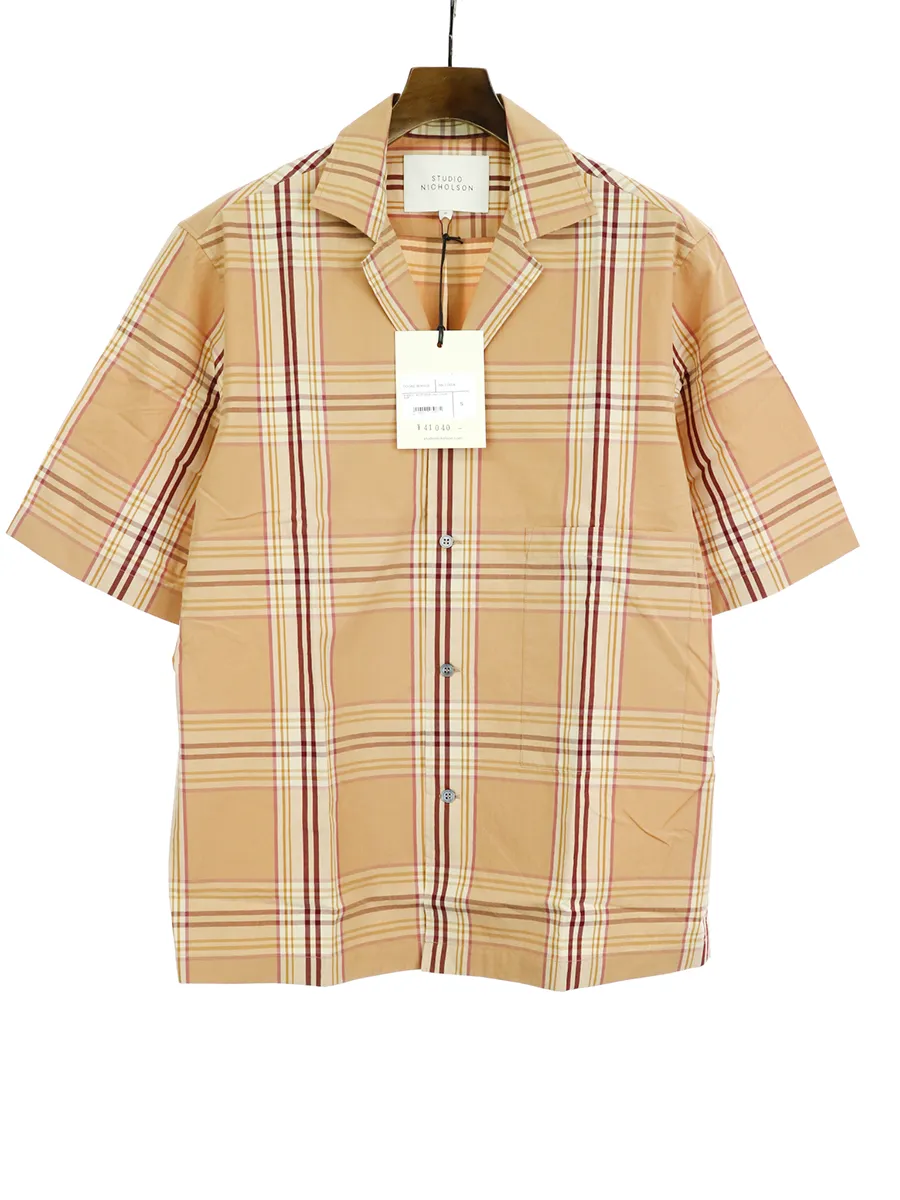 STUDIO NICHOLSON スタジオ ニコルソン 19SS COCKLE ショートスリーブオープンカラーチェックシャツ