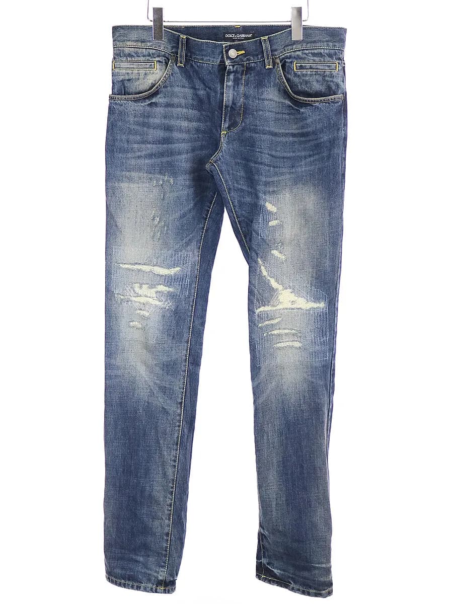 DOLCE&GABBANA ドルチェ&ガッバーナ 14GOLD クラッシュ加工デニムパンツ