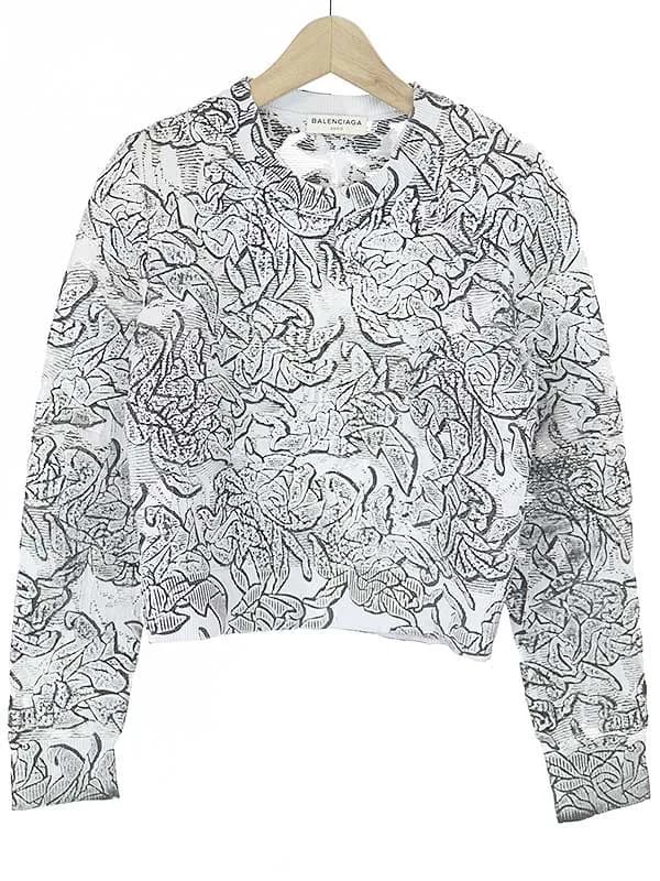 BALENCIAGA バレンシアガ フラワーデザインニットカットソー