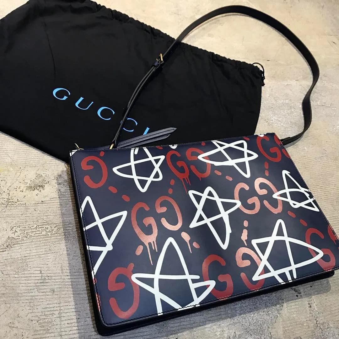 GUCCI GUCCI GHOST デタッチャブルストラップ付きメッセンジャーバッグ