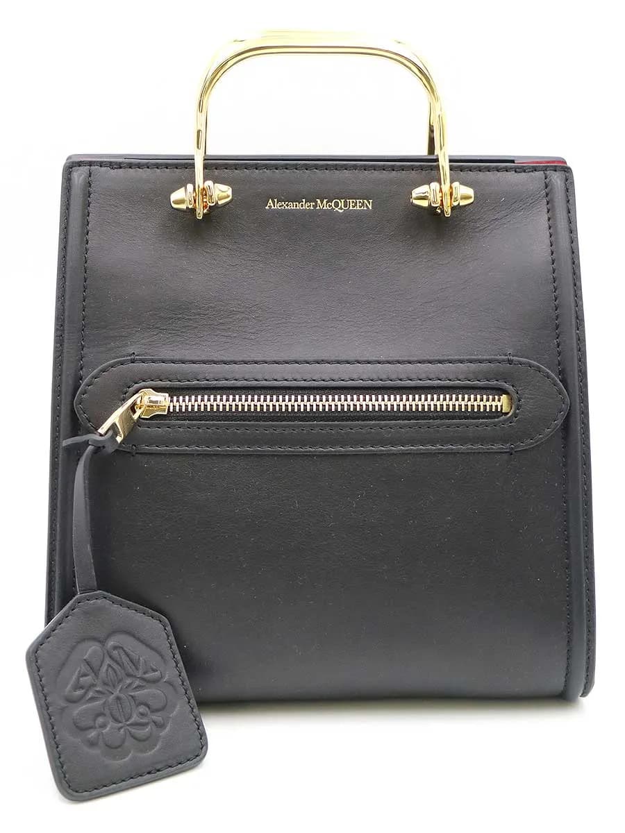 ALEXANDER McQUEEN アレキサンダーマックイーン ショート ストーリー カーフレザーメタルハンドバッグ 2WAY ショルダー
