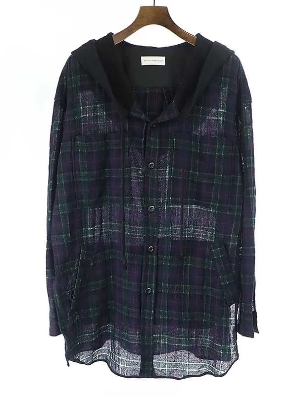 FAITH CONNEXION フェイスコネクション 18SS Checked Hooded Shirt フード付きチェック柄長袖シャツ