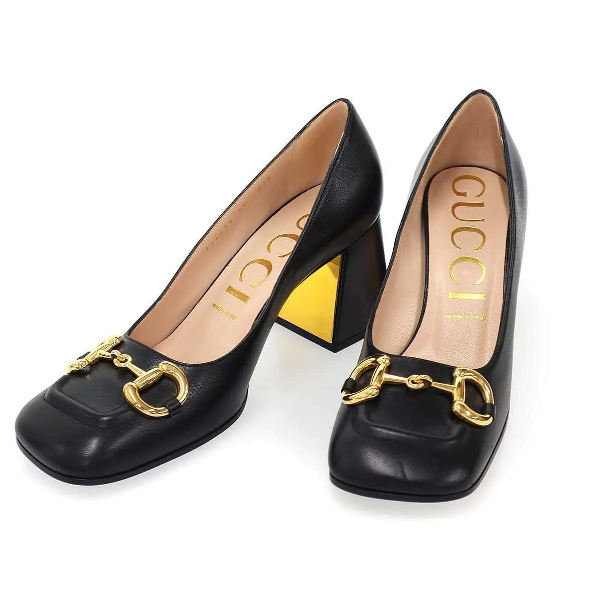 GUCCI グッチ ホースビット チャンキーヒールパンプス 774624